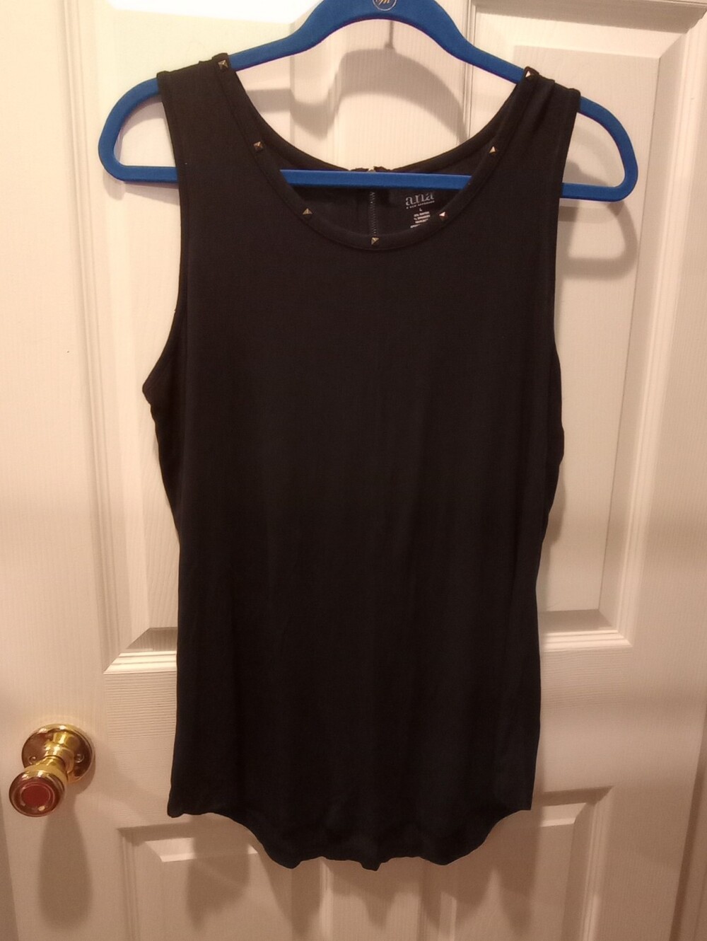 a.n.a Black Stud-Trim Sleeveless Tank